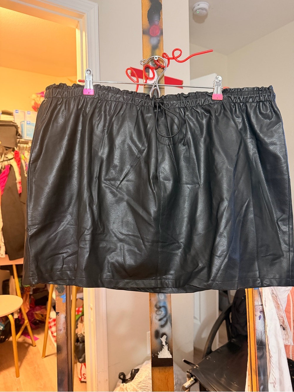 Fashion Nova Black Faux Leather Mini Skirt with Elastic Waist